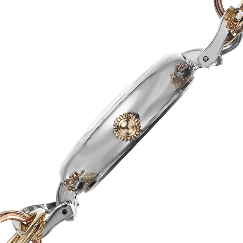 Akribos XXIV Women's Diamond Flower Dial Twist Chain Bracelet Watch