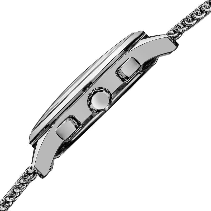 Akribos XXIV Men's Chronograph Tachymeter Stainless Steel White-dial Silver-Tone Bracelet Watch