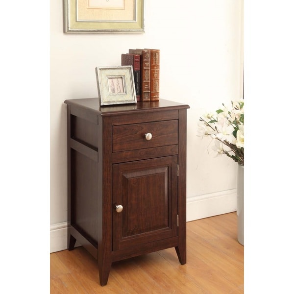 Shop Espresso Finish Nightstand Side Table Storage and Drawer