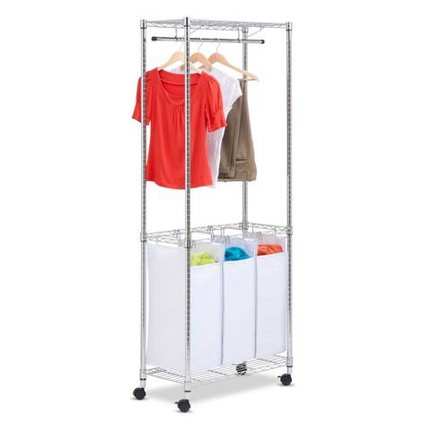 Honey-Can-Do HCD-SRT-01154 Chrome Rolling Urban Laundry Center