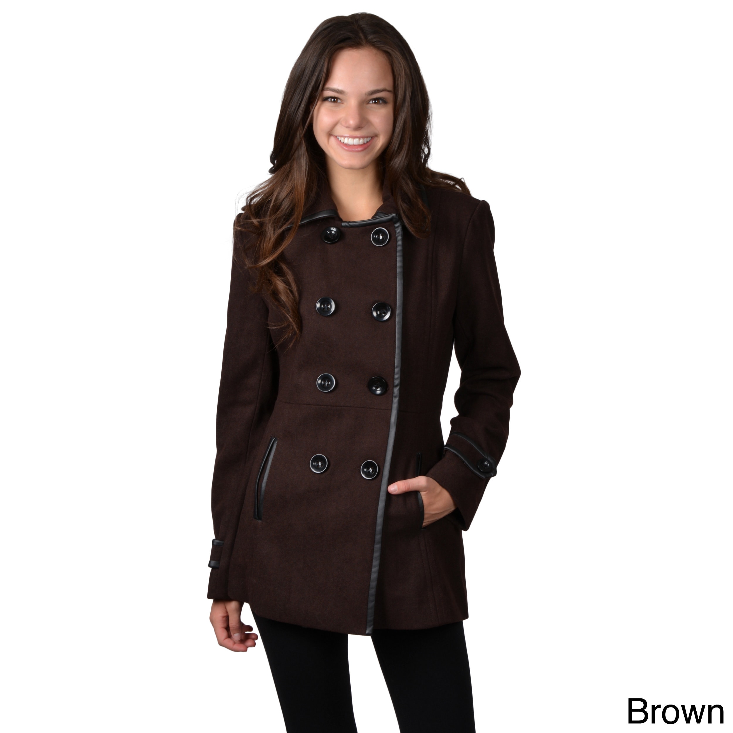 Journee Collection Juniors Double breasted Wide Collar Coat