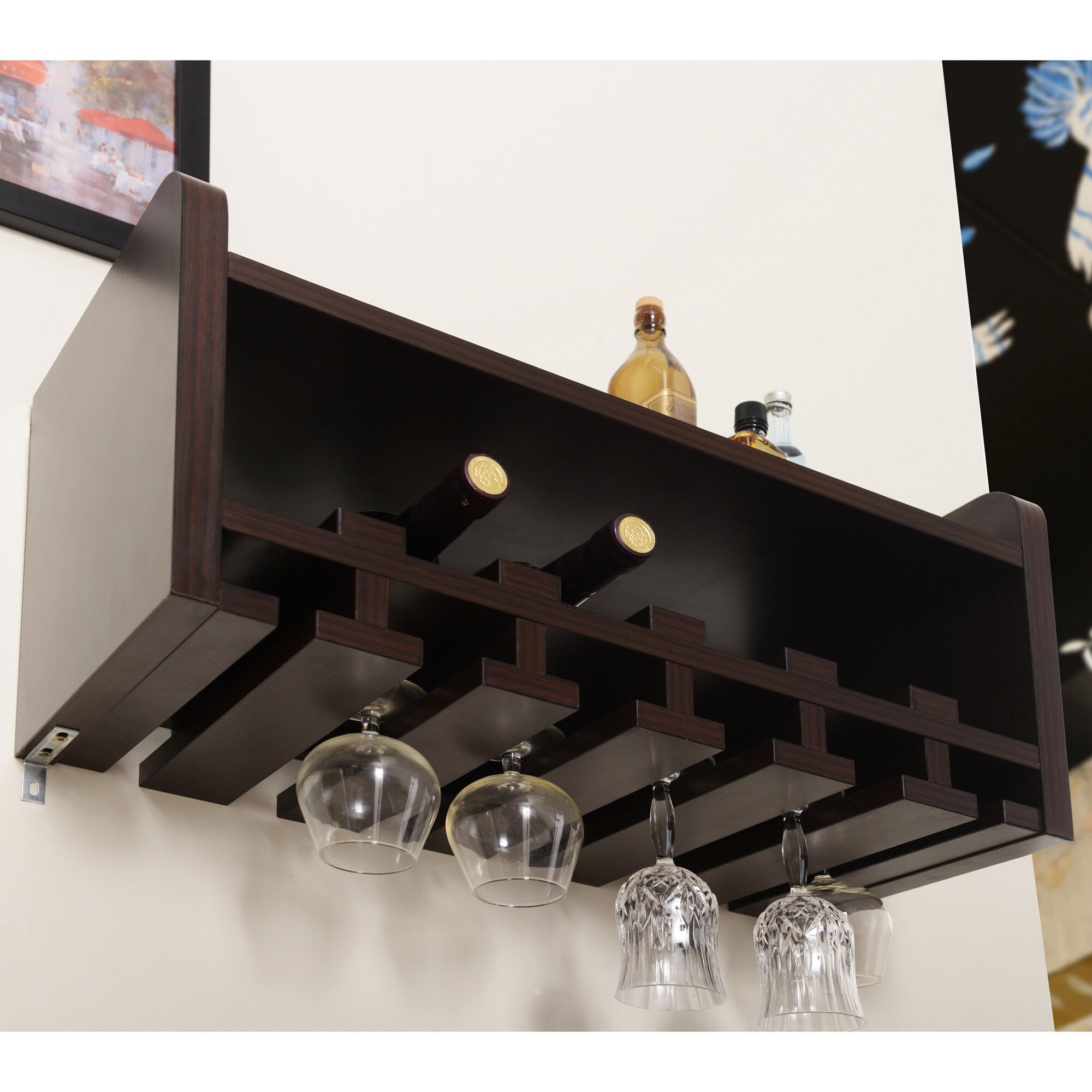 Furniture Of America Gow Modern Walnut 23 Inch Mounting Wine Rack