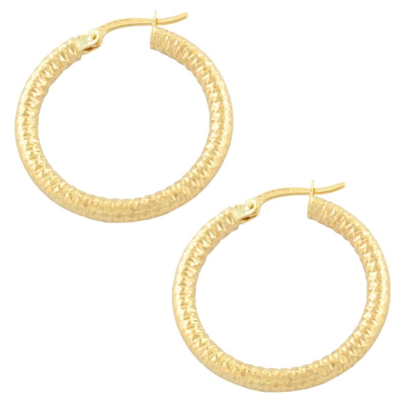 Fremada 10k Yellow Gold Ribbed Hoop Earring
