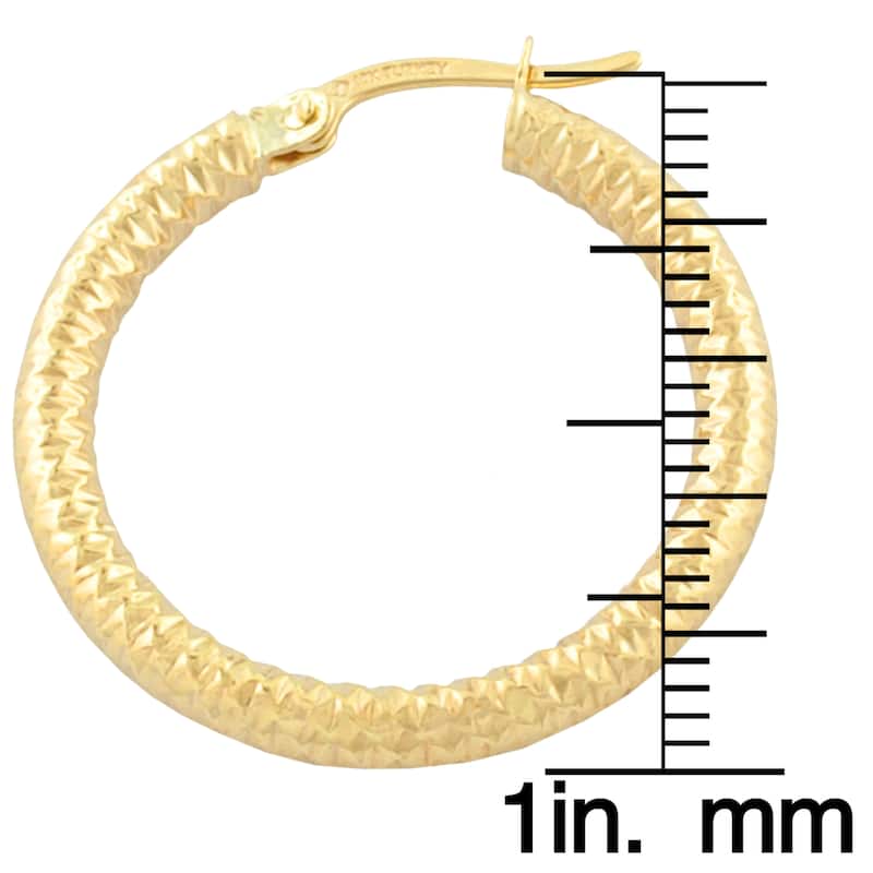 Fremada 10k Yellow Gold Ribbed Hoop Earring