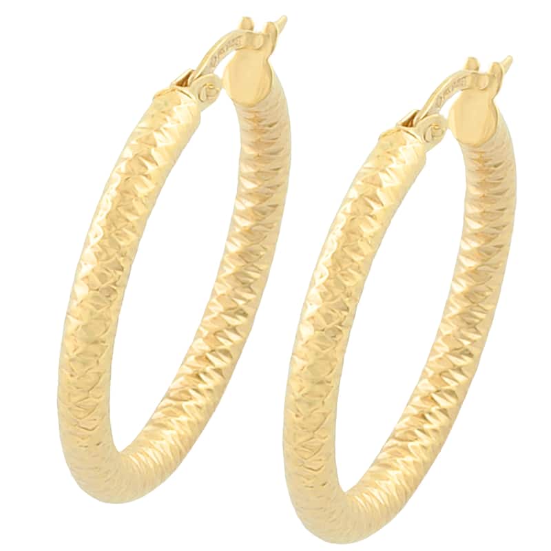 Fremada 10k Yellow Gold Ribbed Hoop Earring