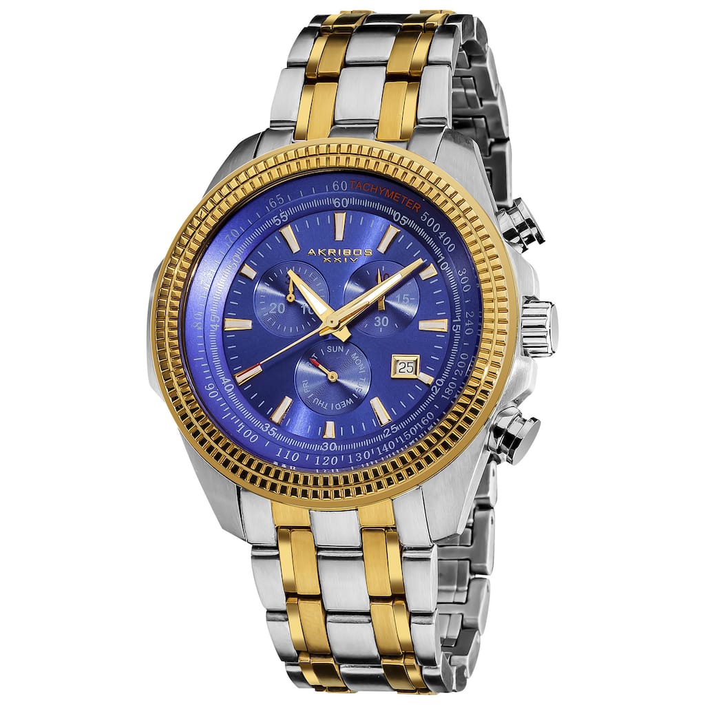 Akribos XXIV Men's Chronograph Tachymeter Stainless Steel Two-Tone Bracelet Watch