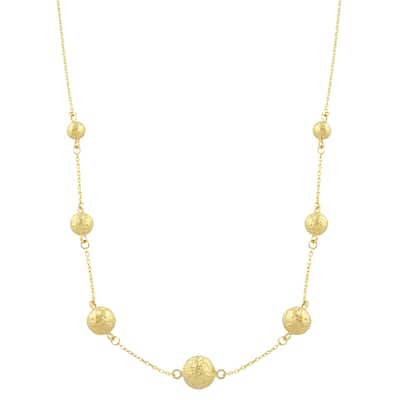 Fremada 10k Yellow Gold Diamond-cut Ball Necklace (18-inch)