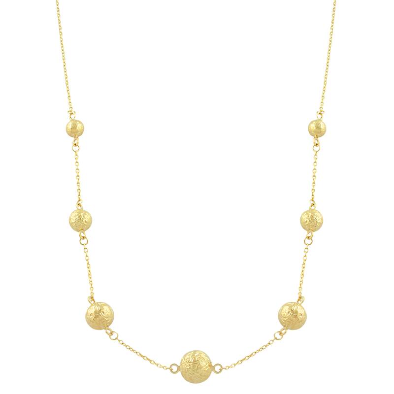 Fremada 10k Yellow Gold Diamond-cut Ball Necklace (18-inch)