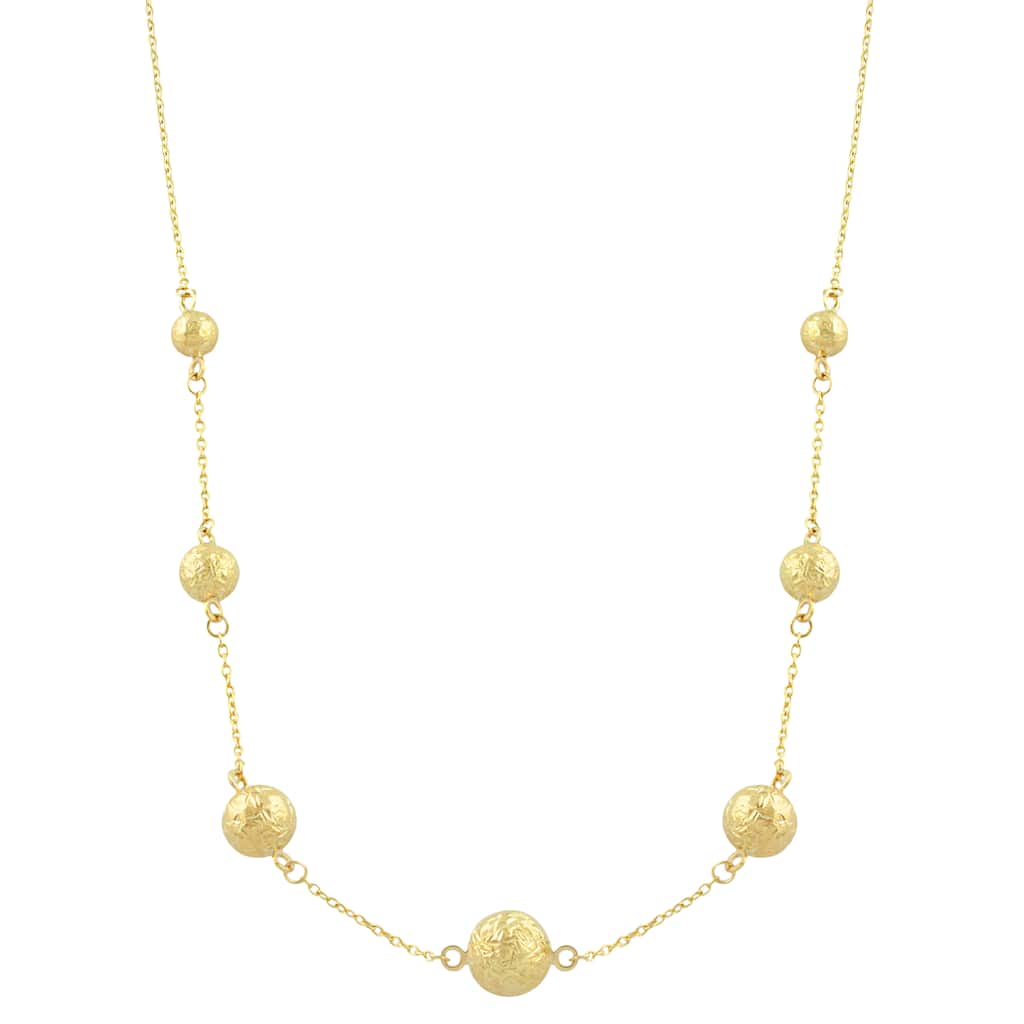 Fremada 10k Yellow Gold Diamond-cut Ball Necklace (18-inch)