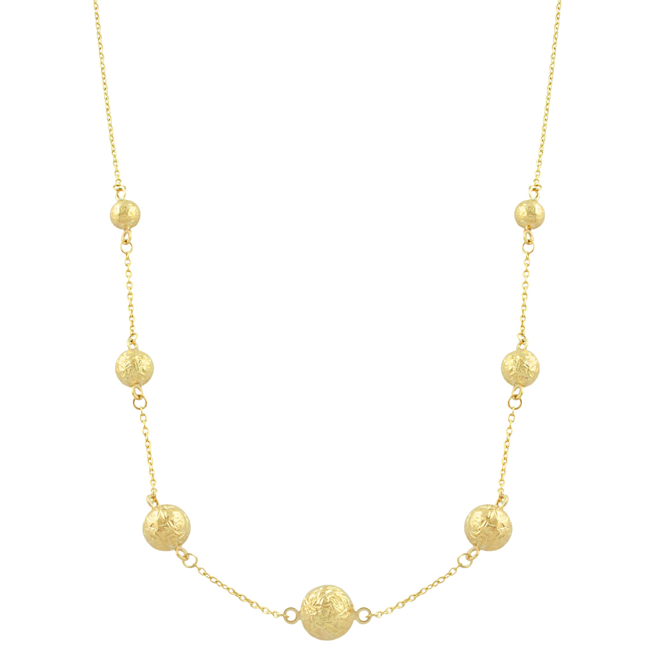 Au Naturale 10k Yellow Gold Diamond-cut Ball Necklace (18-inch)