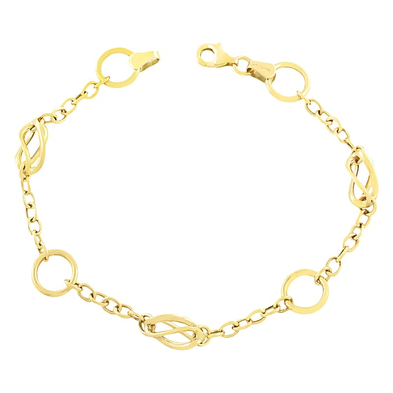 Fremada 10k Yellow Gold Alternating Twist Station Bracelet (7.5-inch)