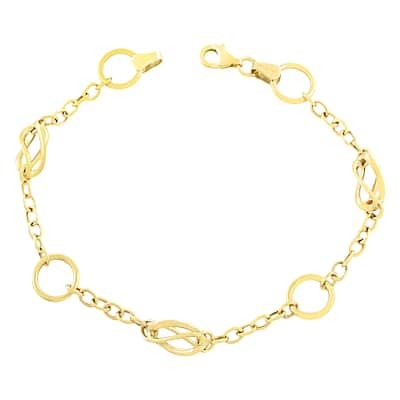 Fremada 10k Yellow Gold Alternating Twist Station Bracelet (7.5-inch)