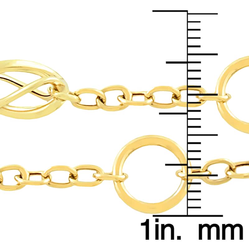 Fremada 10k Yellow Gold Alternating Twist Station Bracelet (7.5-inch)