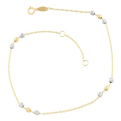 Fremada 10k Two-tone Gold Diamond-cut Beads Station Anklet (10-inch)