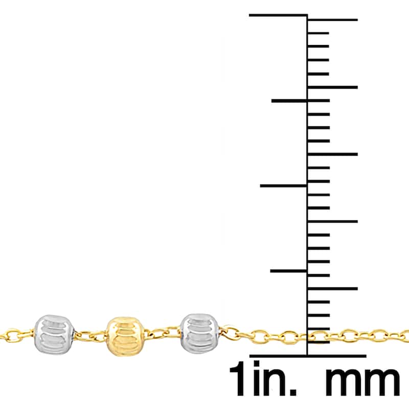 Fremada 10k Two-tone Gold Diamond-cut Beads Station Anklet (10-inch)