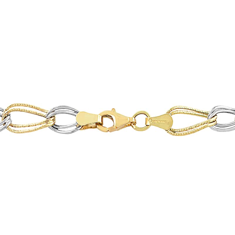 Fremada 10k Two-tone Gold Twist Alternating Oval/ Circle Bracelet (7.5-inch)