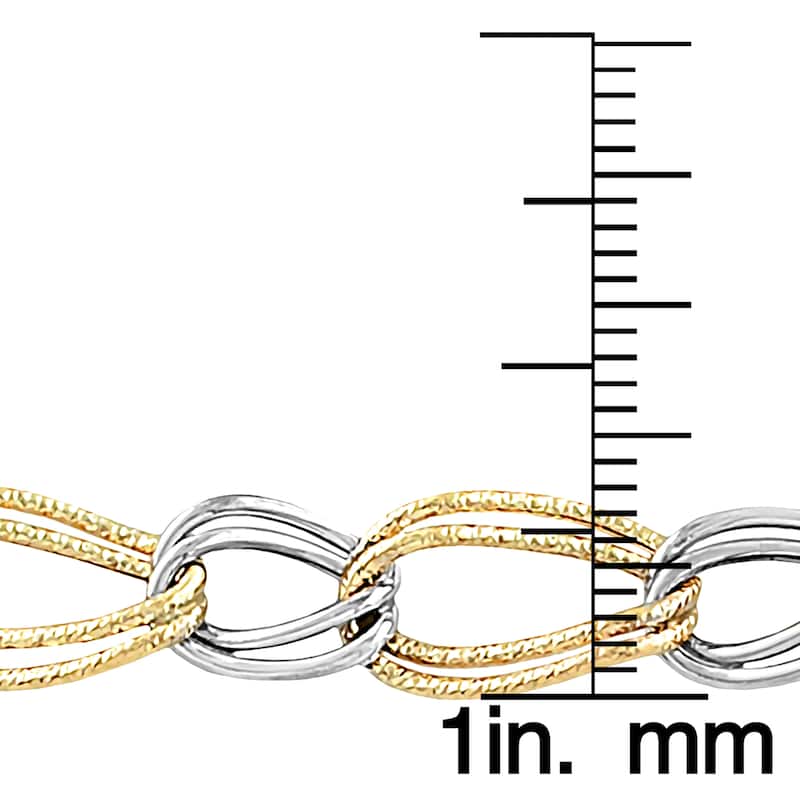 Fremada 10k Two-tone Gold Twist Alternating Oval/ Circle Bracelet (7.5-inch)