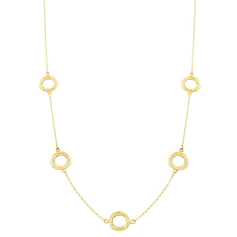 Fremada 10k Yellow Gold Polished Twist Circle Station Necklace (18 inch)