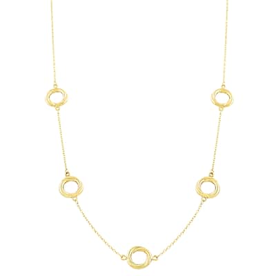 Fremada 10k Yellow Gold Polished Twist Circle Station Necklace (18 inch)