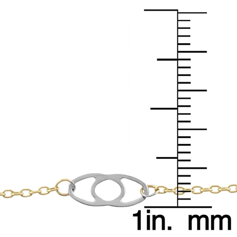 Fremada 10k Two-tone Gold Interlock Oval Link Anklet (10-inch)