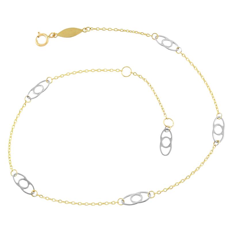 Fremada 10k Twotone Gold Interlock Oval Link Anklet (10inch