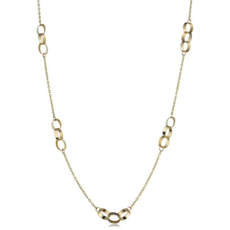 Fremada 10k Yellow Gold Interlock Oval Station Necklace (18-inch)