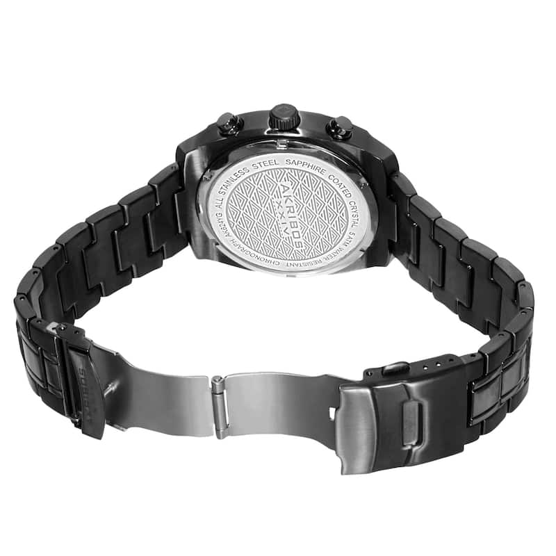 Akribos XXIV Men's Black Chronograph Stainless Steel Bracelet Watch