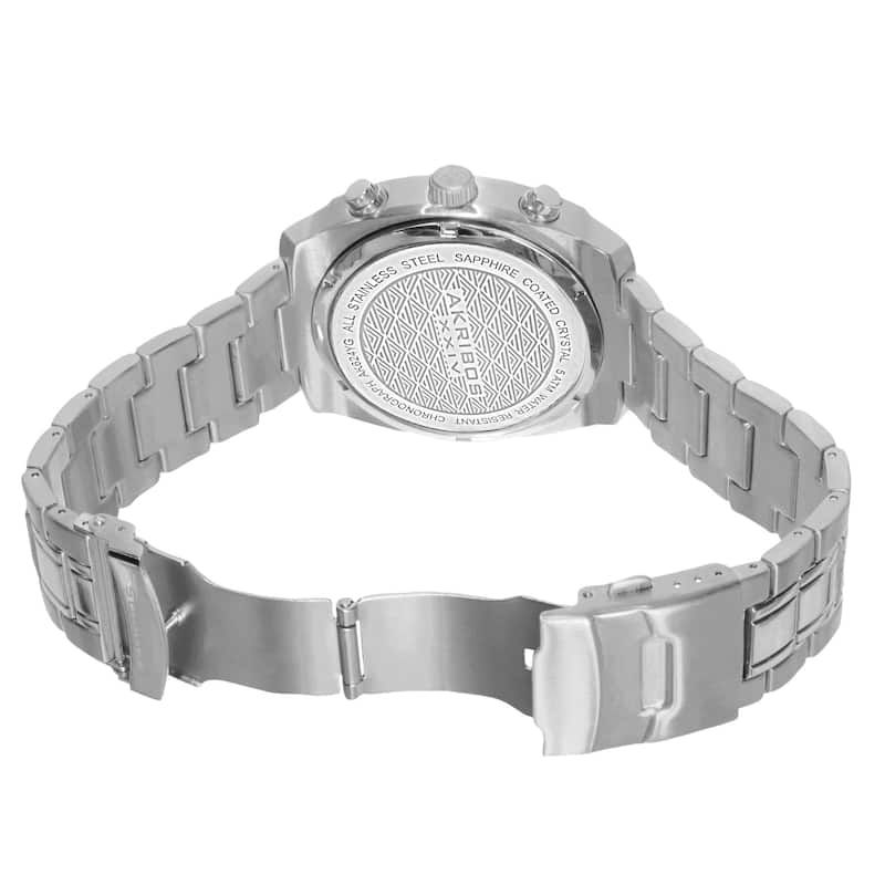 Akribos XXIV Men's Silvertone Stainless Steel Bracelet Chronograph Watch