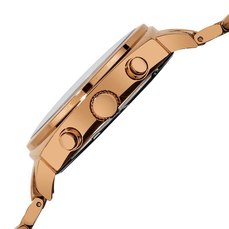 Akribos XXIV Men's Quartz Multifunction Vintage Stainless Steel Water-resistant Rose-Tone Watch