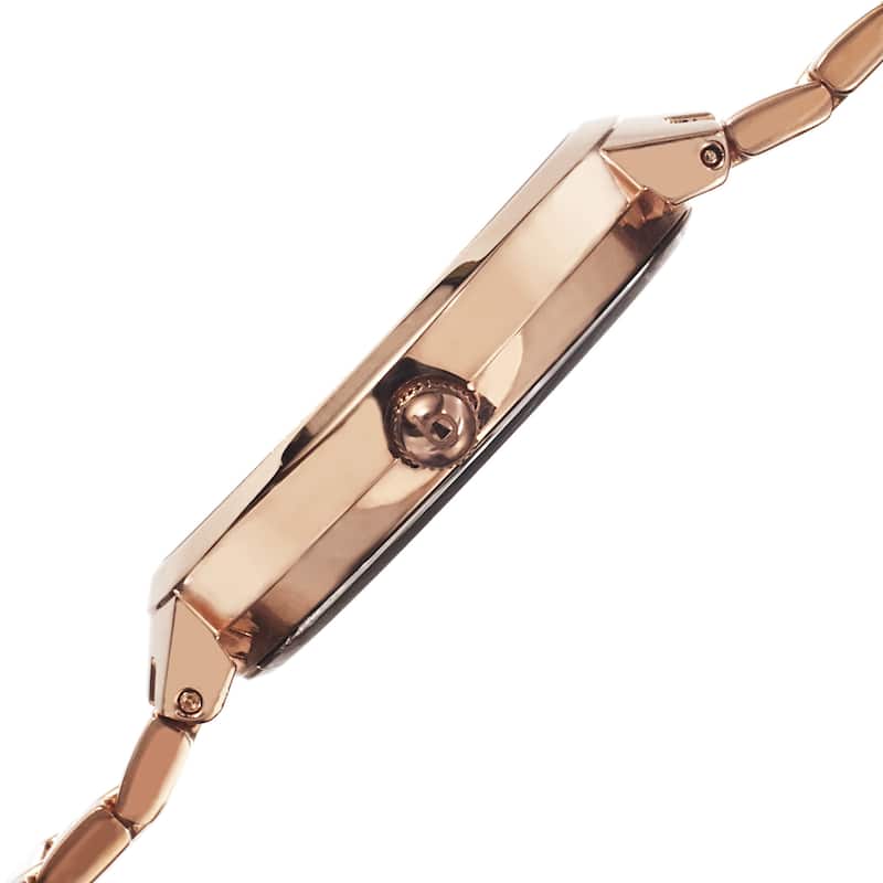 Burgi Ladies Swiss Quartz Stainless Steel Diamond Dial Rose-Tone Bracelet Watch