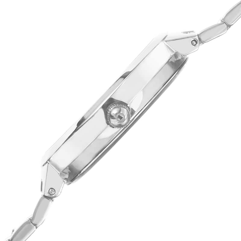 Burgi Ladies Silvertone Swiss Quartz Stainless Steel Diamond-dial Bracelet Watch