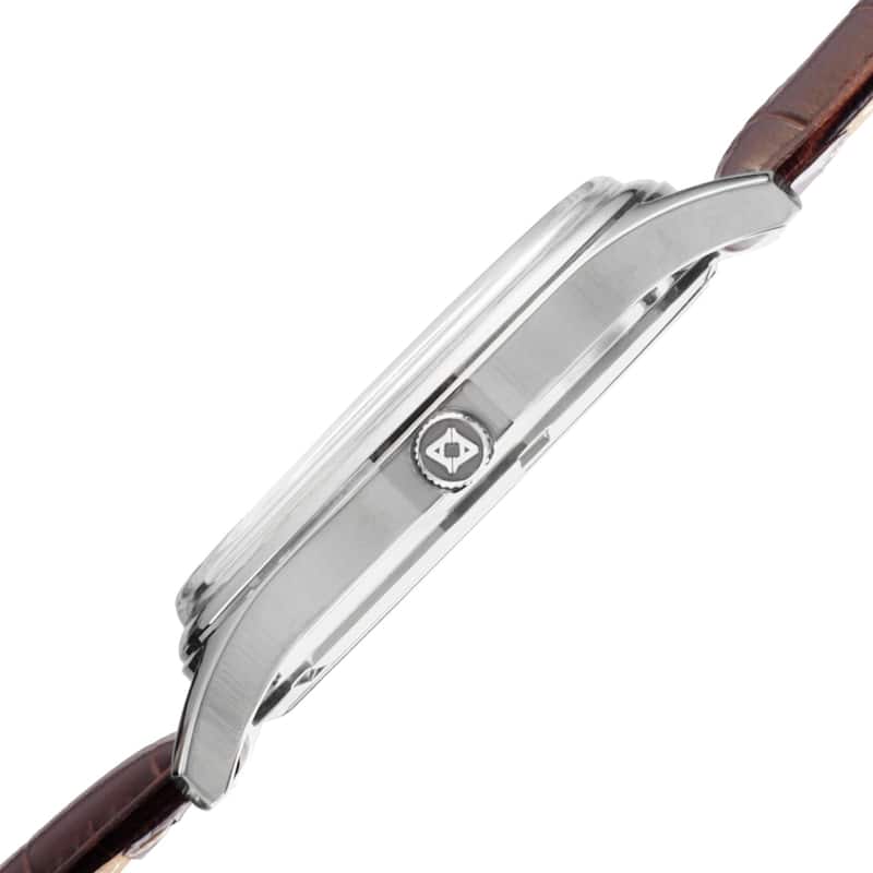 Akribos XXIV Men's Stainless Steel Swiss Quartz Slim Leather Strap Watch