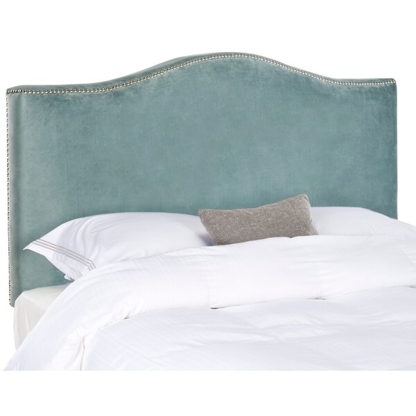 Safavieh Jeneve Wedgwood Blue Velvet Upholstered Headboard - Silver Nailhead (Full)