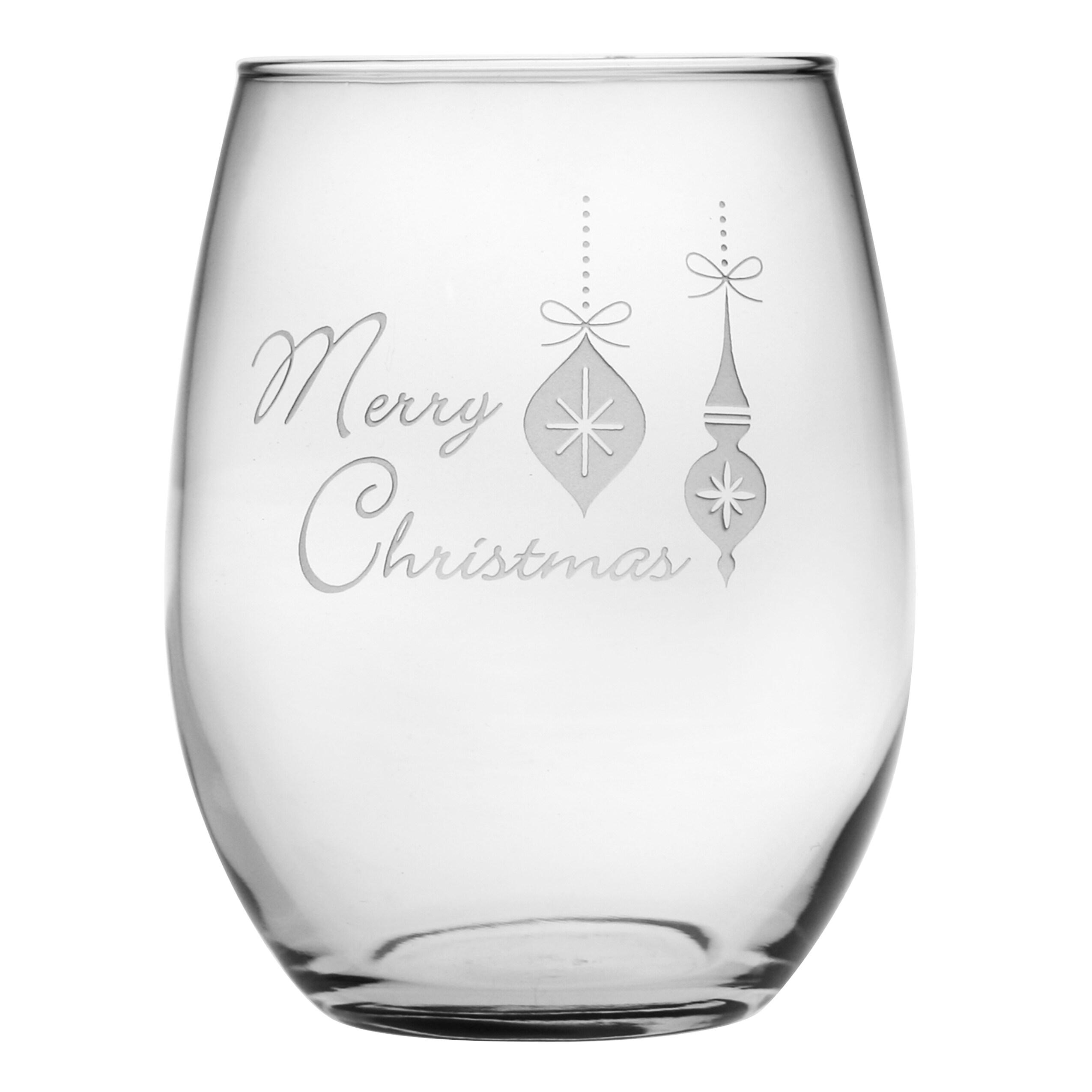 Shop Retro Christmas Stemless Wine Glasses (Set of 4) Free Shipping