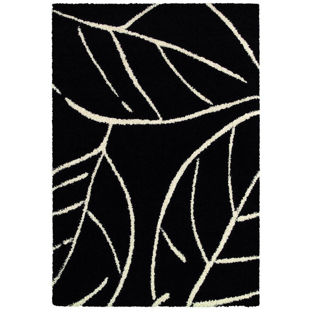 Moonwalk Laurel Leaf/ Black white Area Rug (710 X 1010) (BlackSecondary colors WhitePattern LeafyTip We recommend the use of a non skid pad to keep the rug in place on smooth surfaces.All rug sizes are approximate. Due to the difference of monitor colo