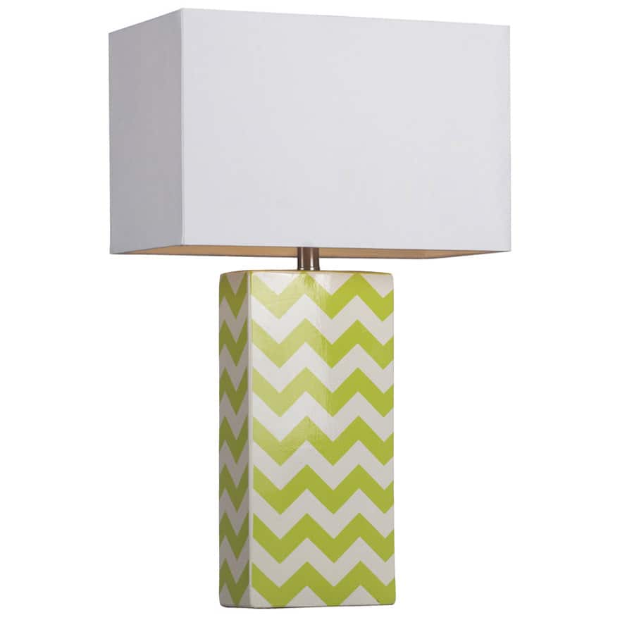 Green and White Chevron Ceramic Table Lamp