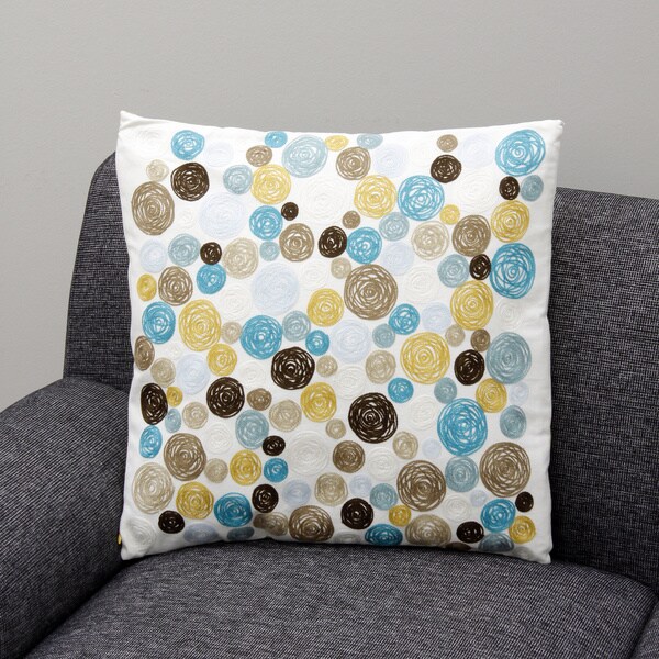 Shop Blue polka dots Decorative Pillow (India) Free Shipping On