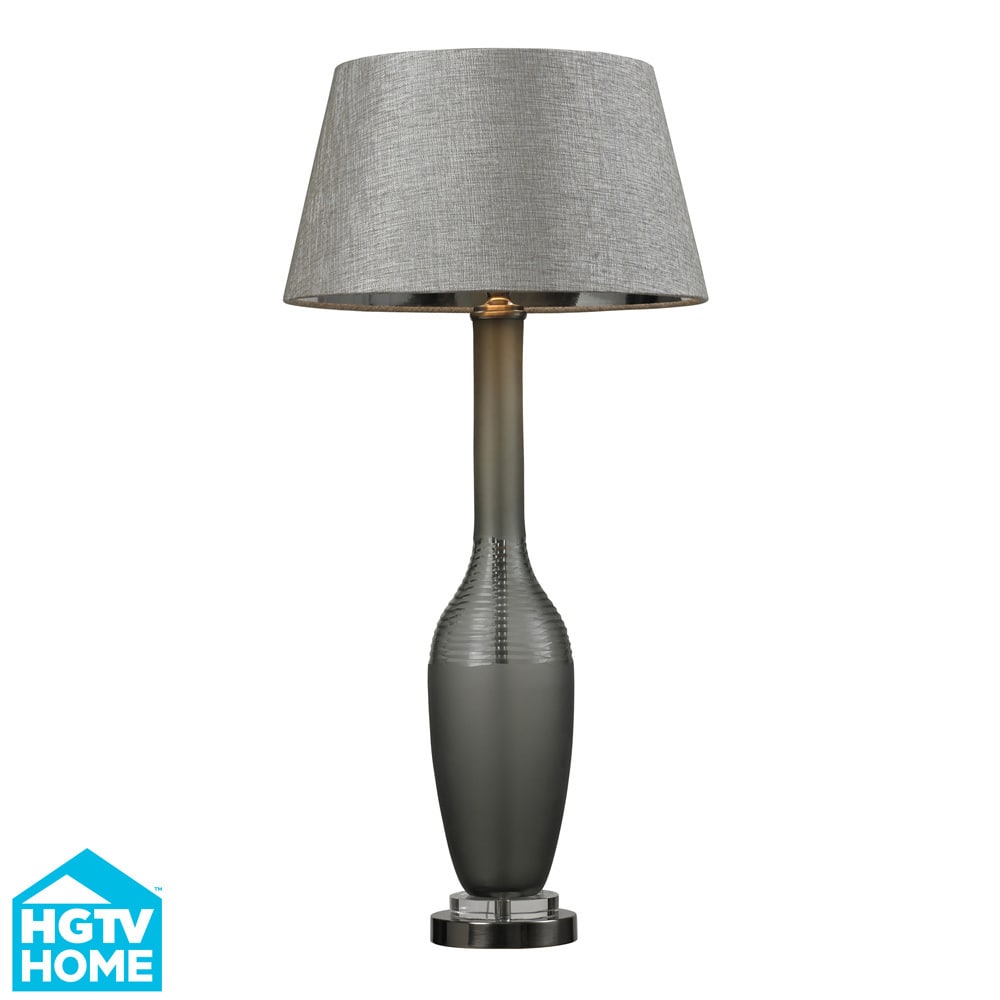 HGTV HOME 1-light Mouth Blown/Hand-cut Glass Grey Table Lamp