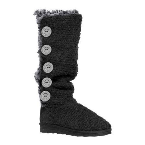 MUK LUKS Womens Malena Crotchet Button Up Boot Black   16672796