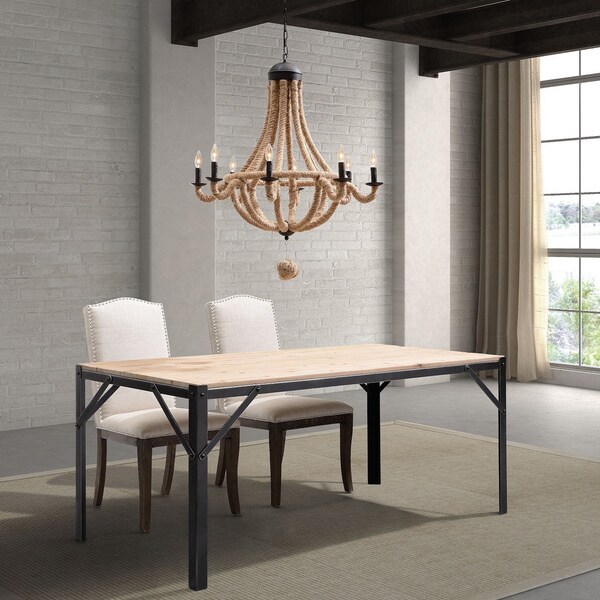'Celestine' Twined Rope 8-light Chandelier Ceiling Lamp - Tan