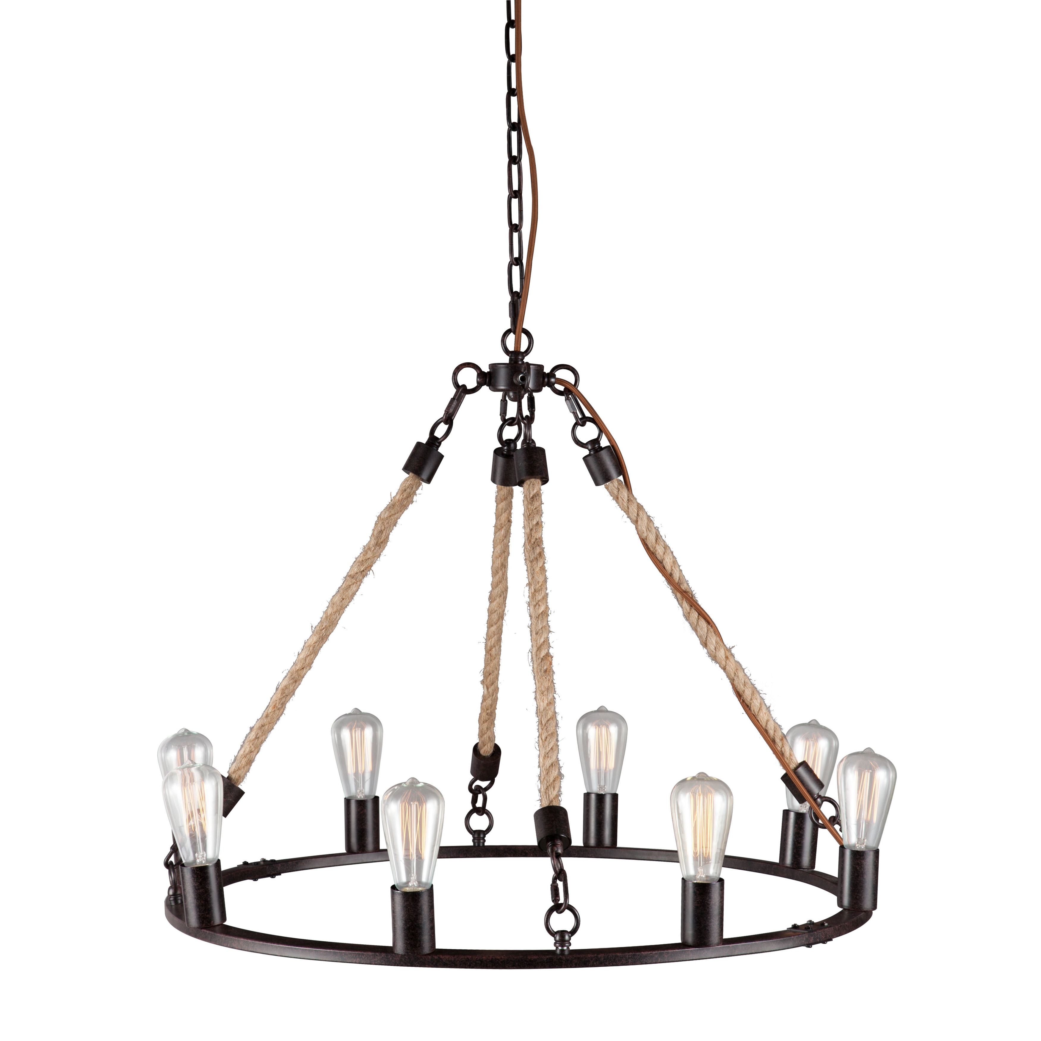 Galena Twined Rope 8 light Rustic Ceiling Lamp