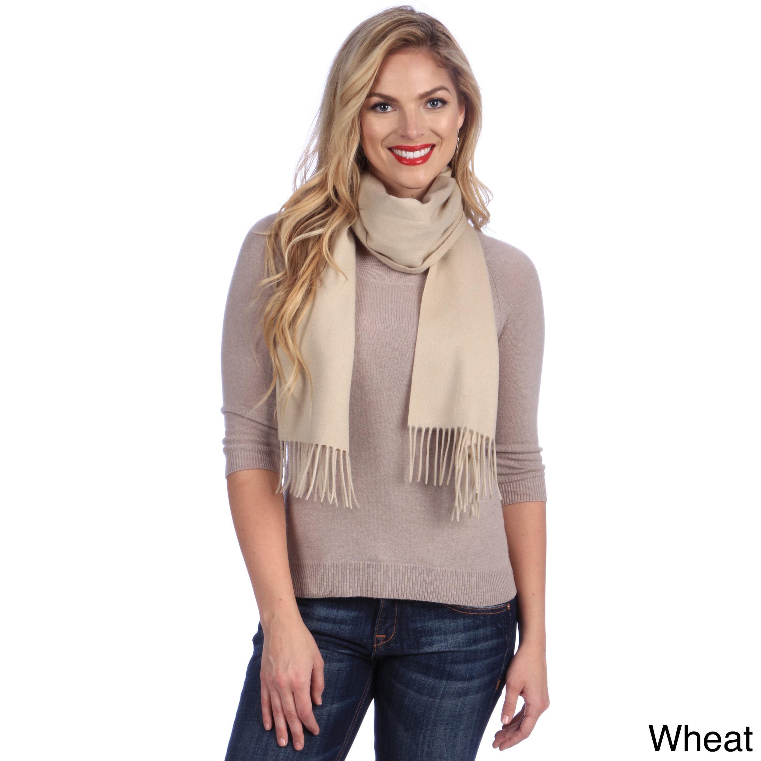 Womens Fringe Cashmere Scarf