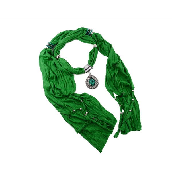 Teal Heart Pendant Fashion Jewelry Scarf