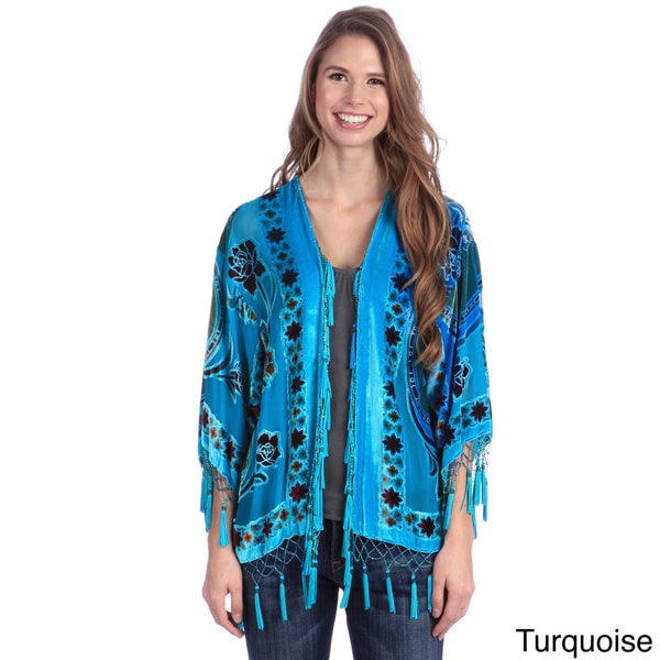 Shop Hand-Made Embroidered Velvet-and-Silk Open-Front Shawl Jacket ...