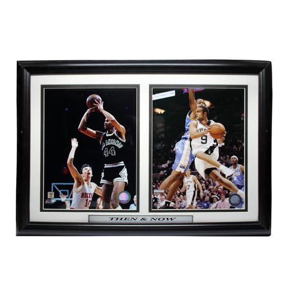 San Antonio Spurs Then and Now 18 x 18 Double Photo Frame