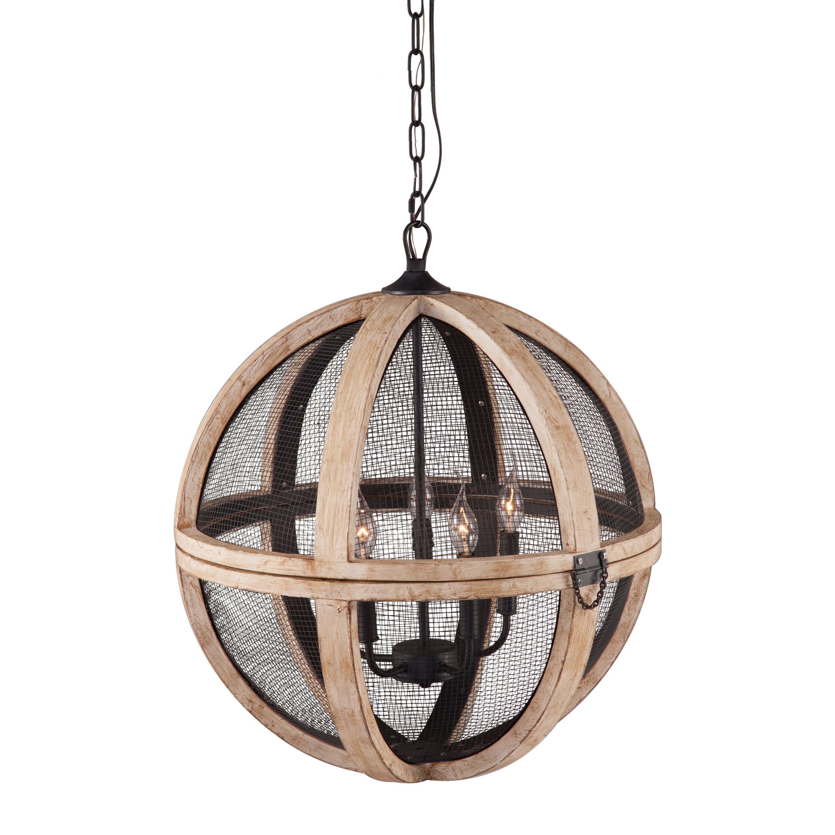 Magma 5 light Distressed Oak/ Black Ceiling Lamp