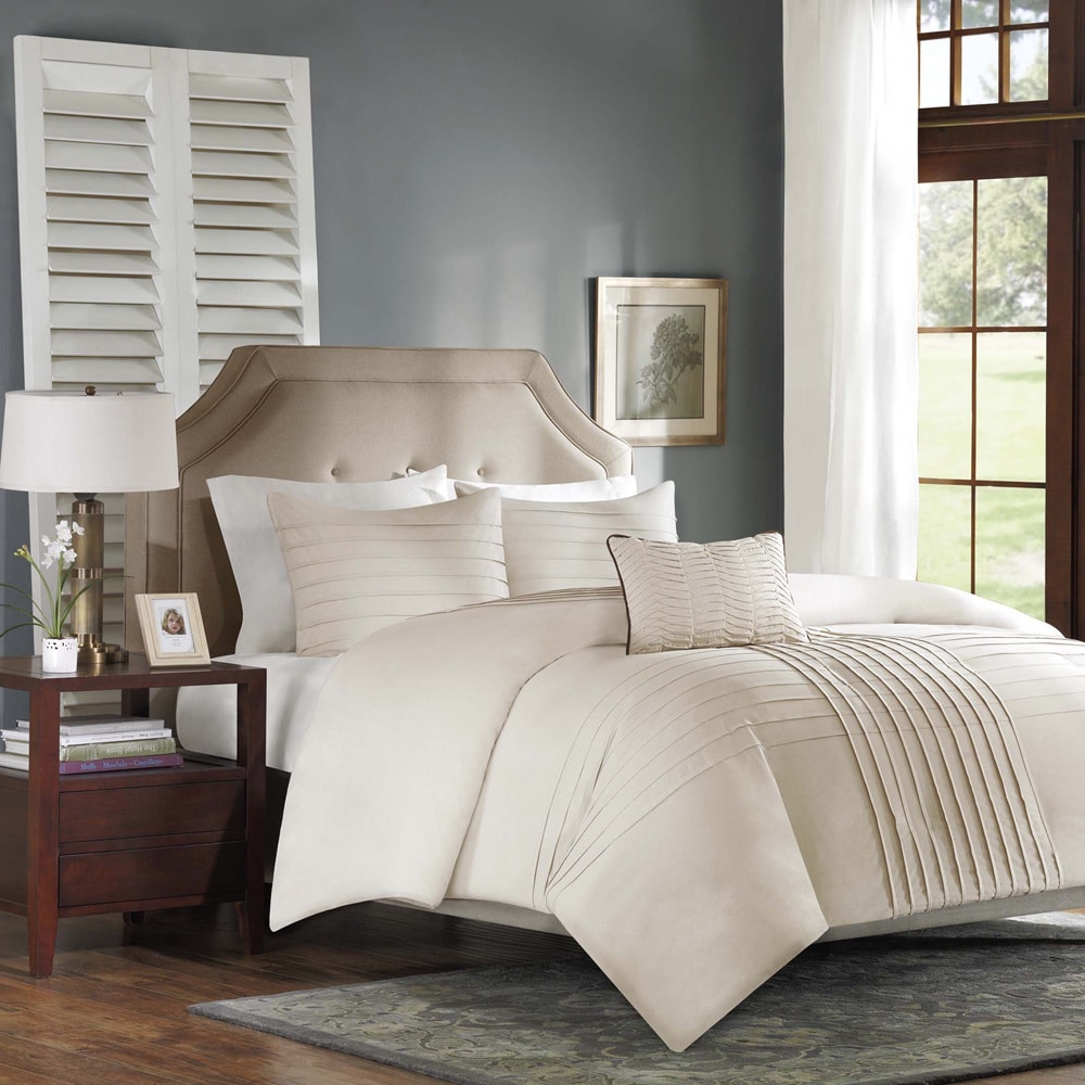 Madison Park Madison Park Nia 4 piece Duvet Cover Set Tan Size Full  Queen