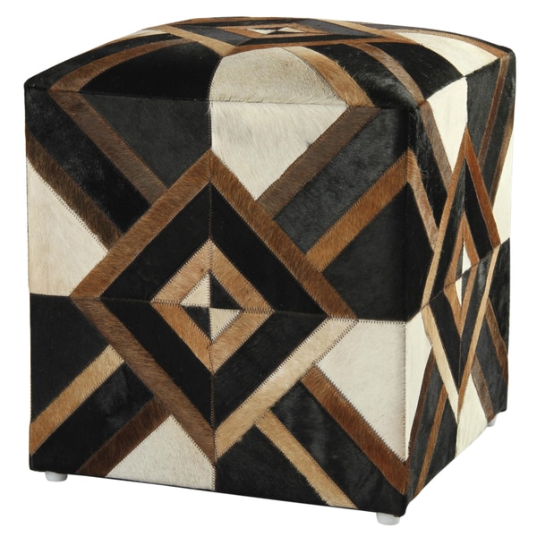 Diamond Hide 21 inch Brown Leather Pouf Ottoman Ottomans