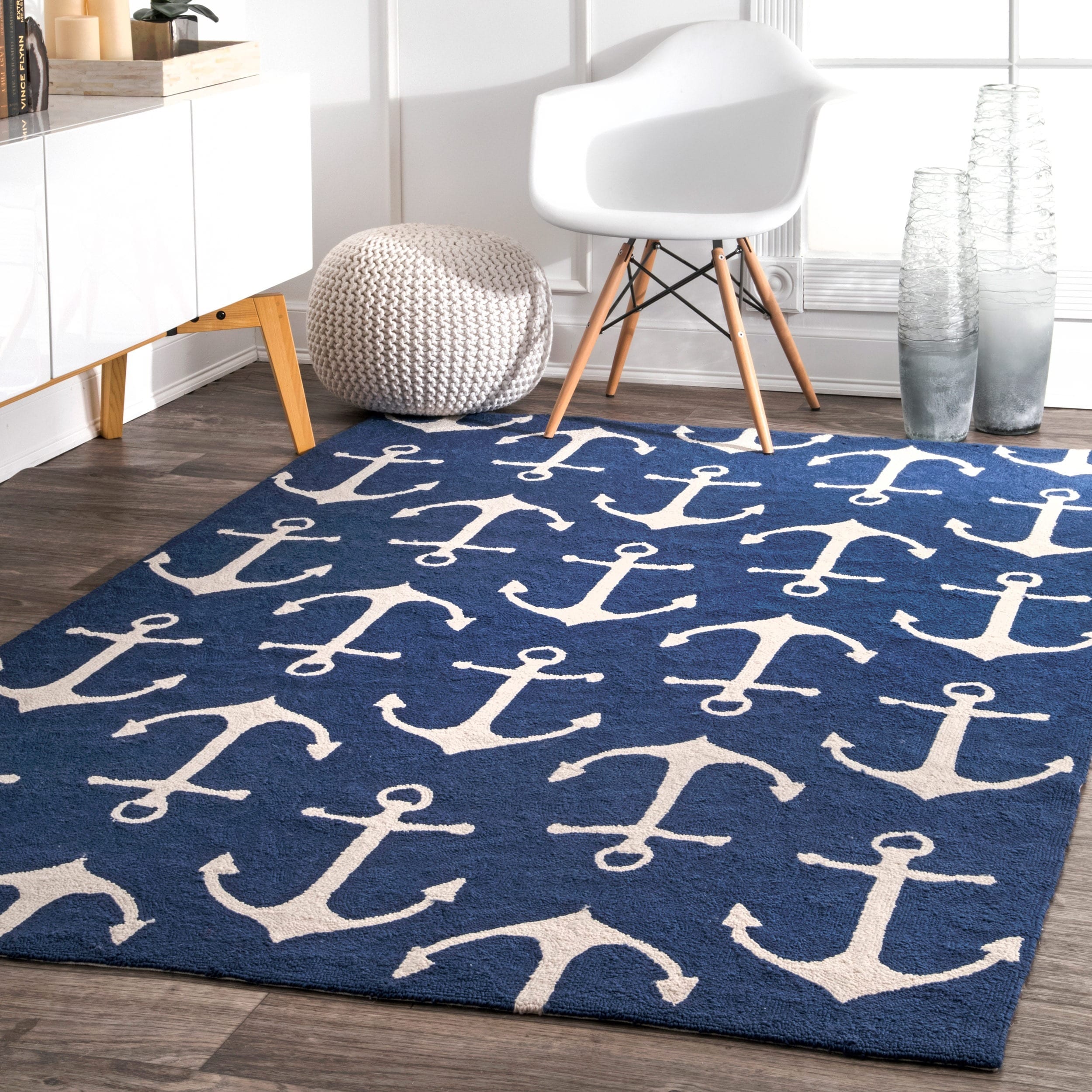 Nuloom Indoor/ Outdoor Novelty Nautical Anchors Navy Area Rug (8 X 10)