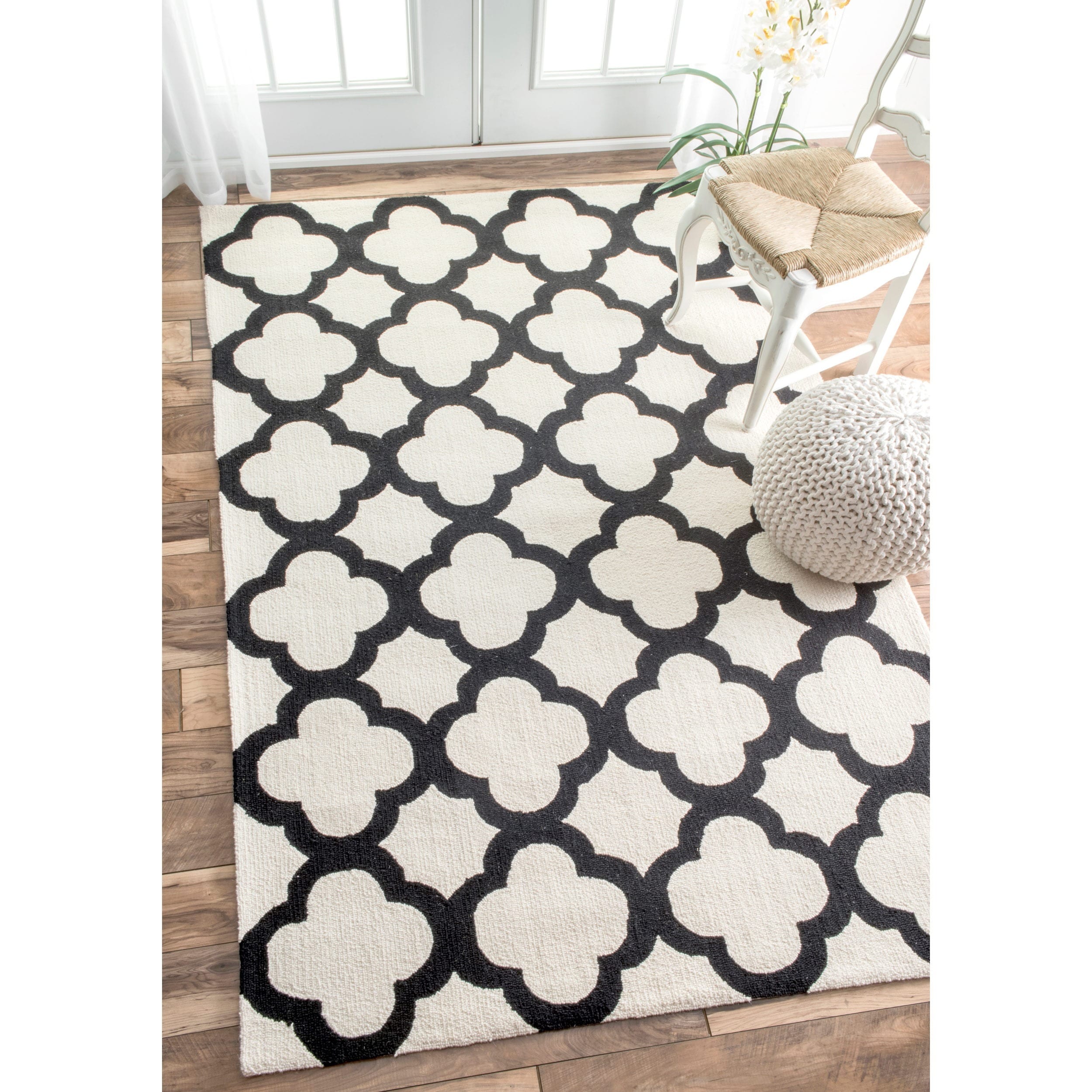 Nuloom Hand hooked Moroccan Trellis Lattice Ivory Rug (36 X 56)